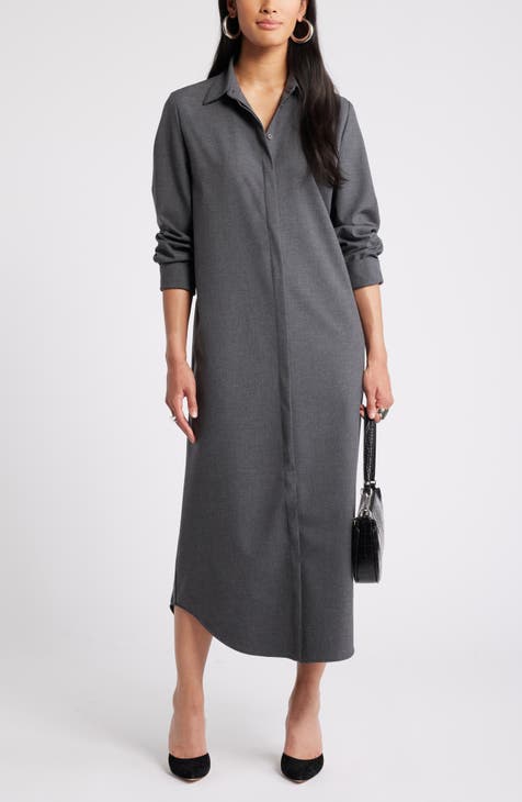 Grey long shirt dress on sale