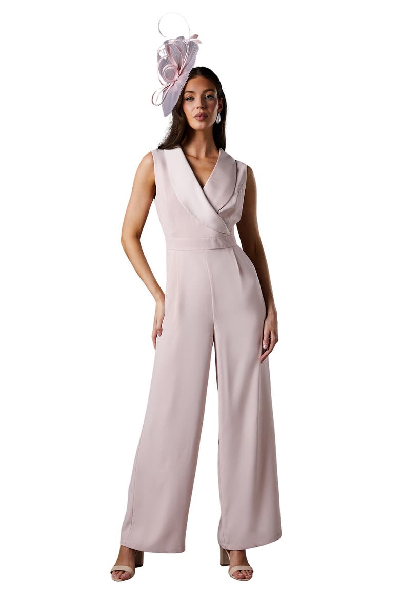 Coast Crepe V-Neck Wrap Wide Leg Jumpsuit, Main, color, Blush