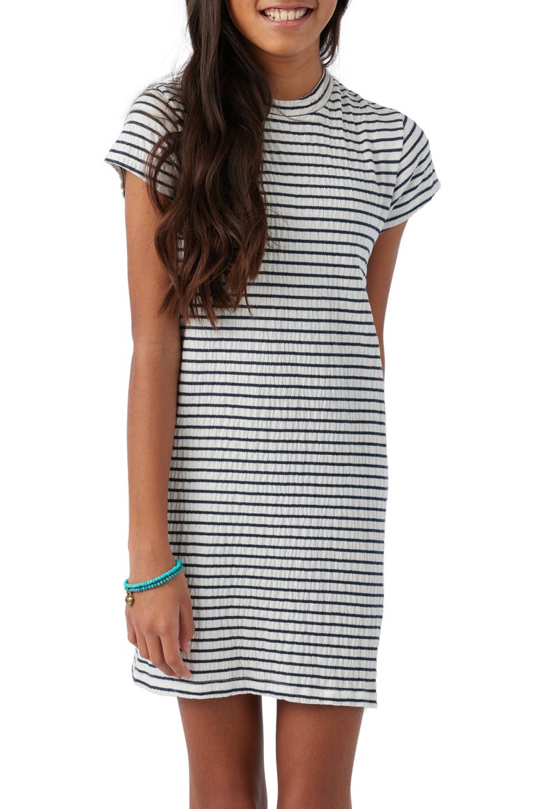 Kids' Torri Stripe Short Sleeve Shift Dress, Main, color, SLATE