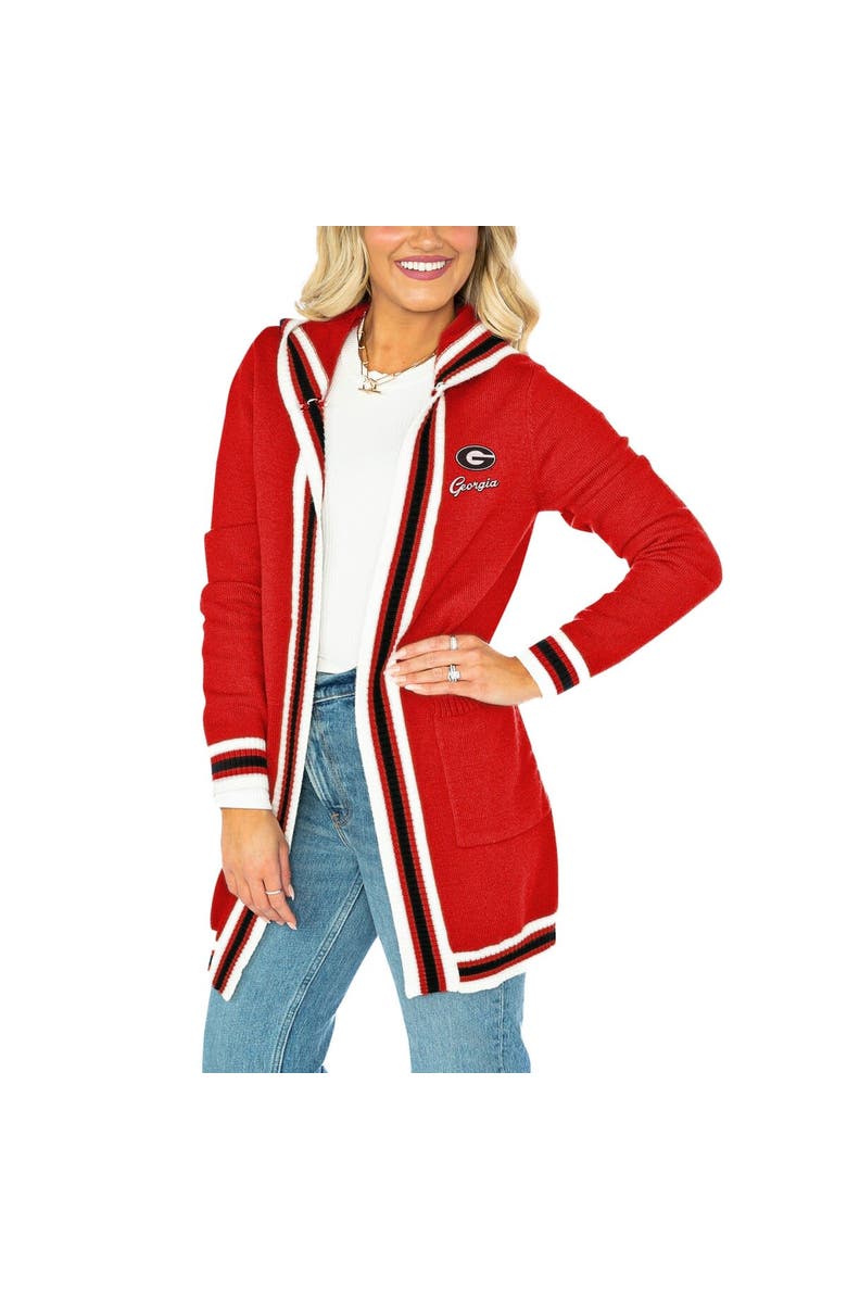 GAMEDAY COUTURE Women's Gameday Couture Red Georgia Bulldogs One More Round Tri-Blend Striped Hooded Cardigan Sweater, Main, color,