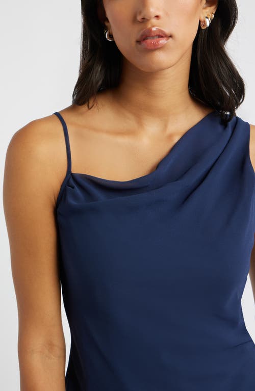 Open Edit Drape Asymmetric Neck Top In Blue