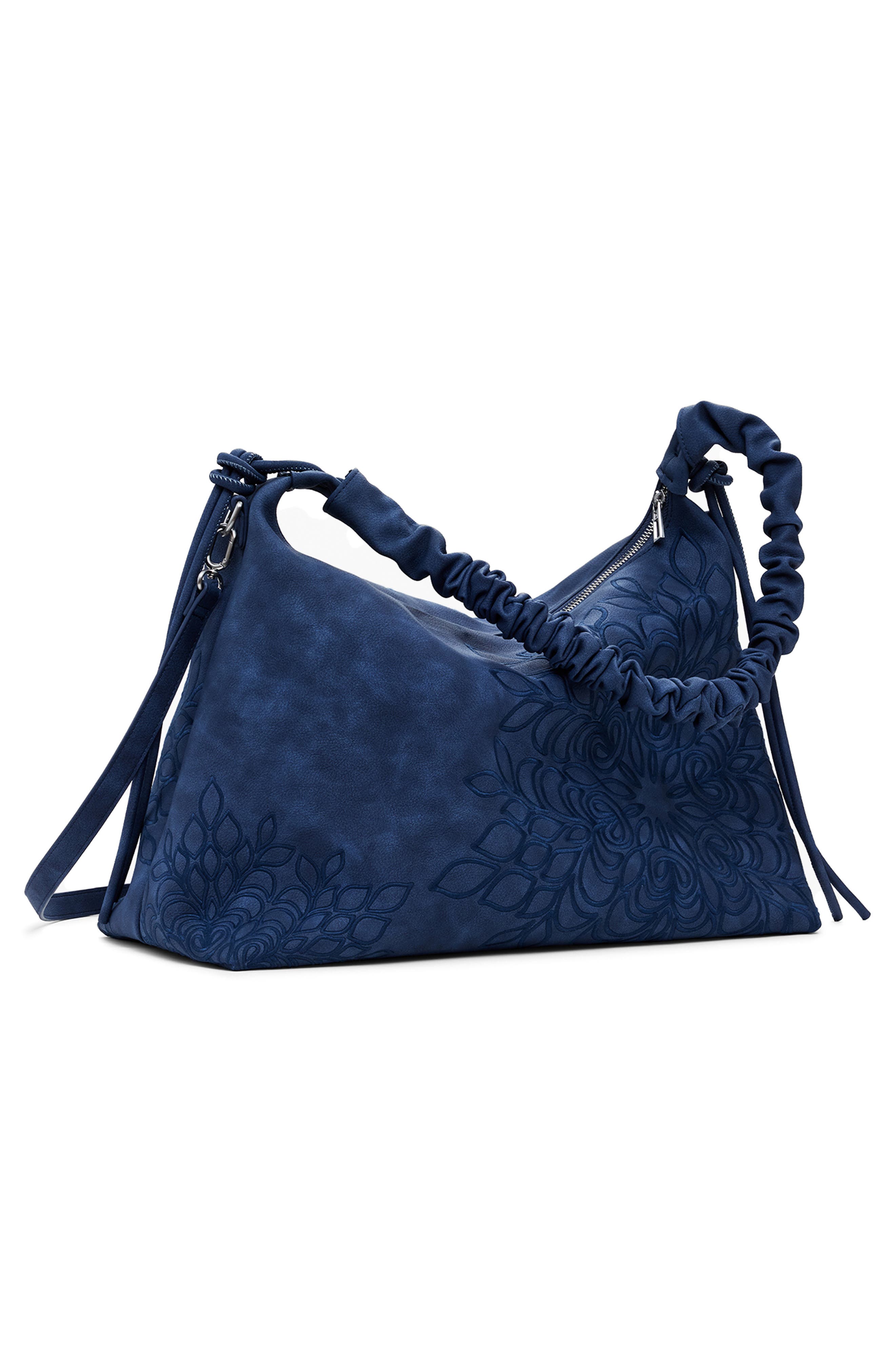 Desigual Mandala Embossed Faux Leather Shoulder Bag, Alternate, color, Dark Blue