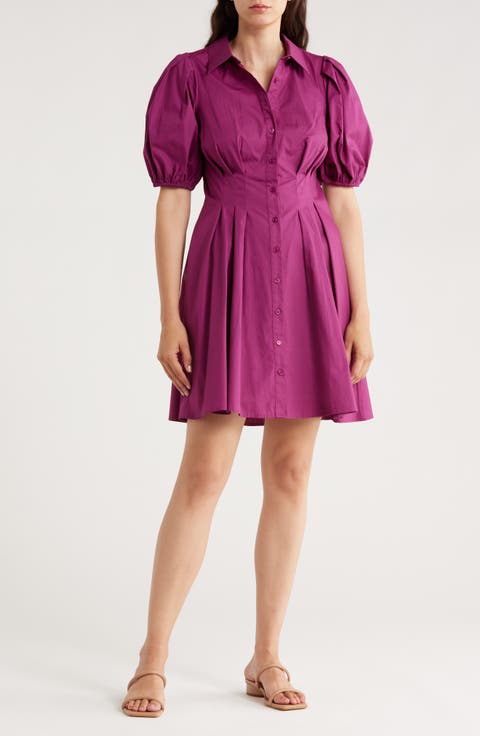 Puff Sleeve Cotton Shirtdress