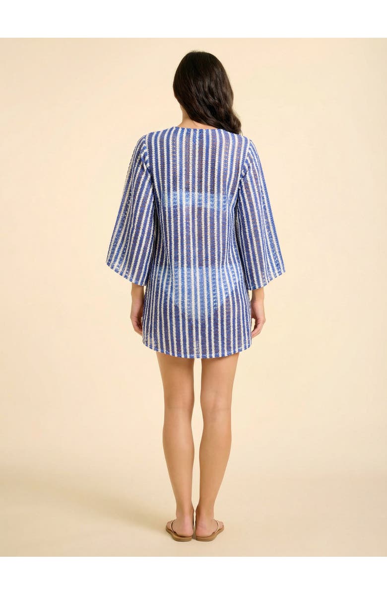 SITANO Sorrento Bell Sleeve Crochet Cover-up, Alternate, color, Azule Blue & White Stripes