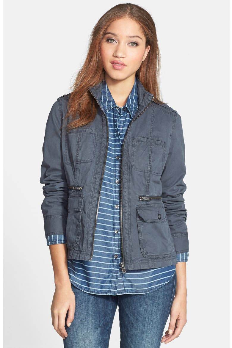 Front Zip Field Jacket, Main, color, GREY EBONY