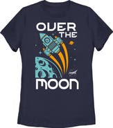 NASA Junior's NASA Over the Moon Cartoon Spaceship Graphic T-Shirt