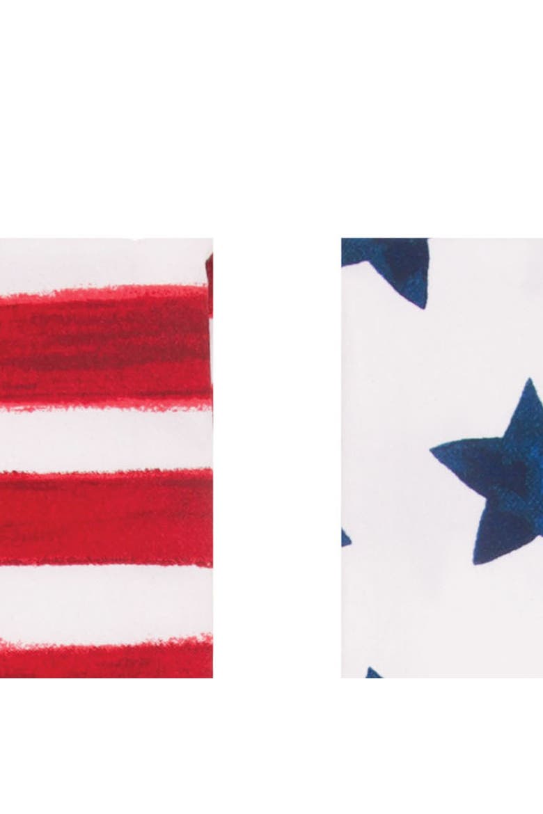 God Bless Stars Stripes Patriotic 100% Cotton Set of 3 Handtowels Gift Set, Alternate, color, Red