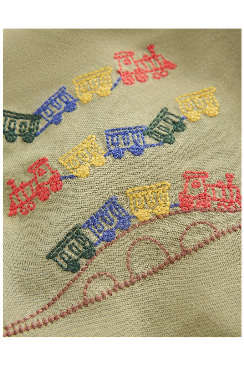 Kids' Applique Long Sleeve T-Shirt, Alternate, color, GREEN TRAINS