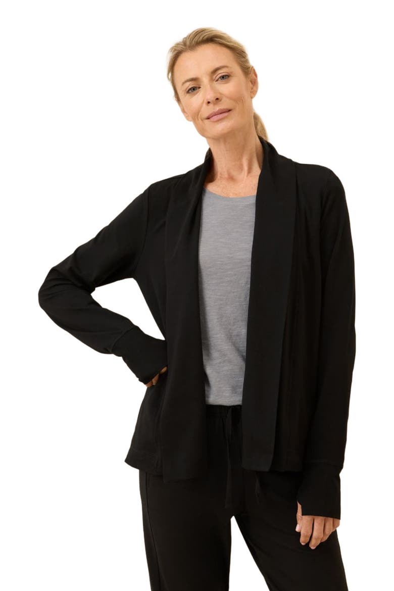 Luxe Essential Swing Cardigan Made With Organic Cotton, Alternate, color, Black