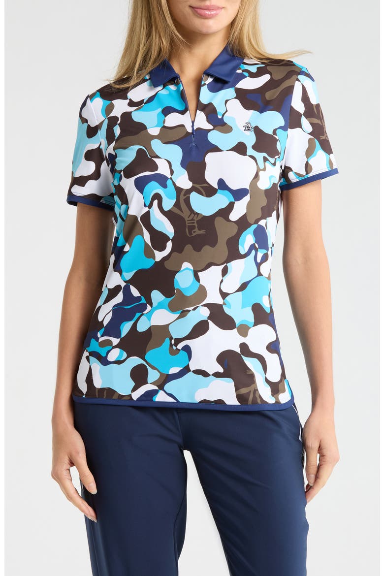 Abstract Print Knit Golf T-Shirt, Main, color, RISTRETTO