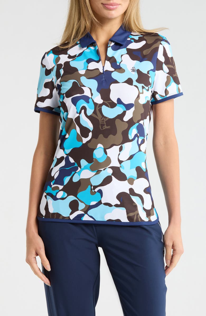 ORIGINAL PENGUIN GOLF Abstract Print Knit Golf T-Shirt, Main, color, Ristretto