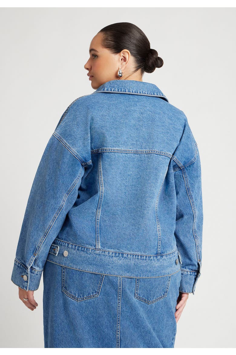 Denim Jacket With Cinched Waist, Alternate, color, MEDIUM WASH