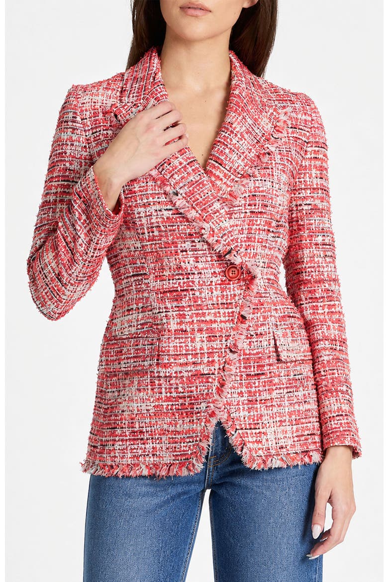 Malli Single Button Jacket in Modern Tweed, Main, color, Chili Pepper