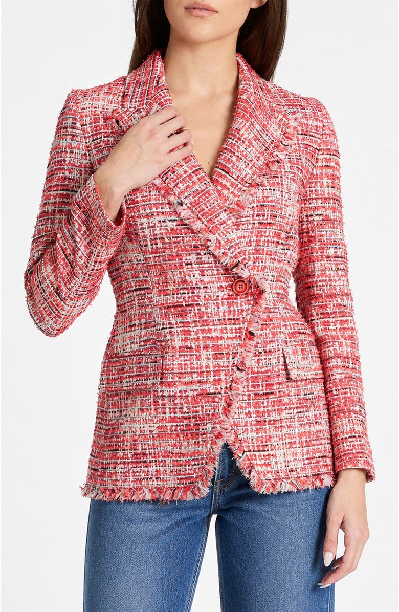 Santorelli Malli Single Button Jacket in Modern Tweed, Main, color, Chili Pepper