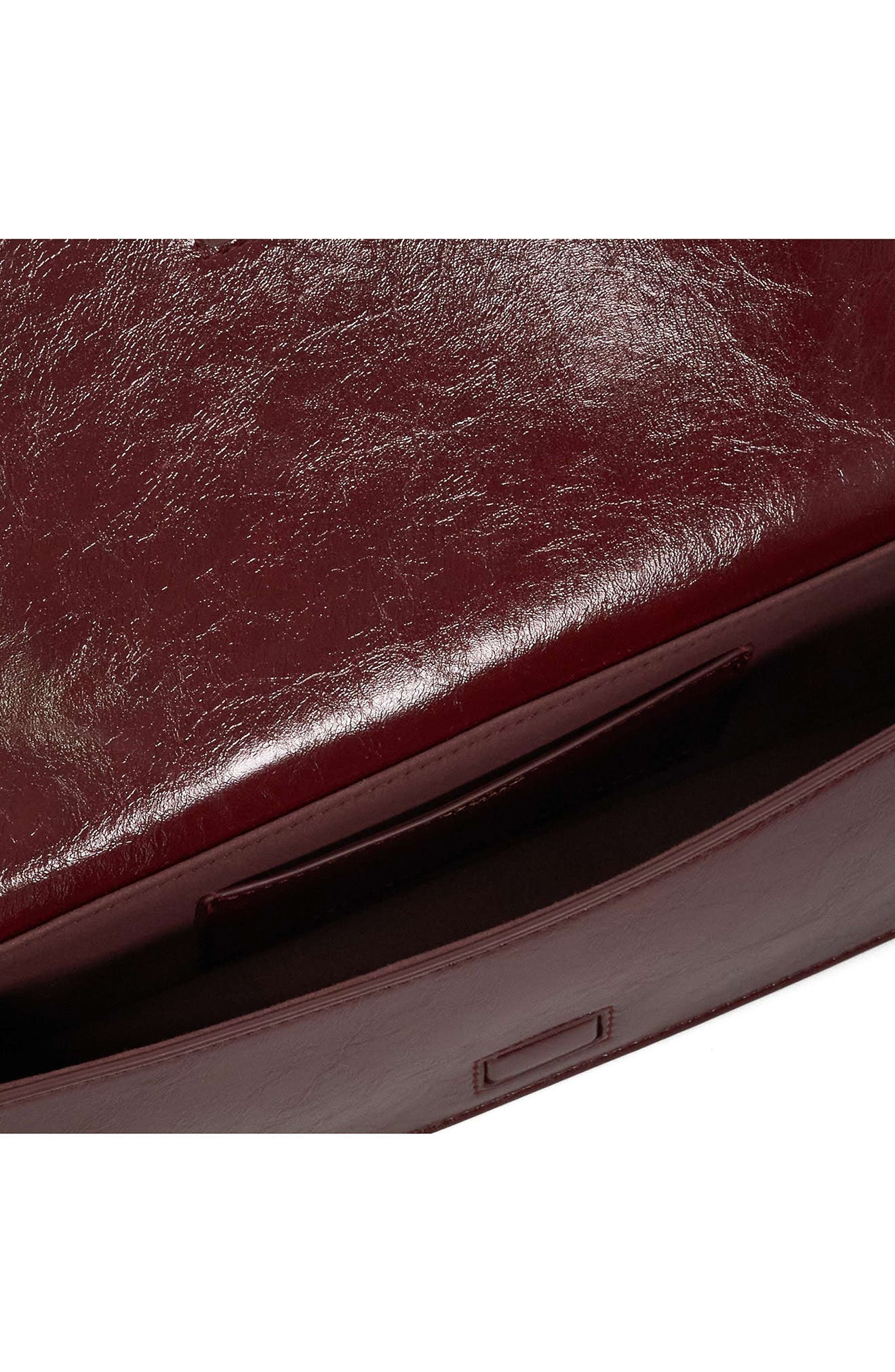 Bemuse Croc Embossed Faux Leather Shoulder Bag, Alternate, color, BURGUNDY