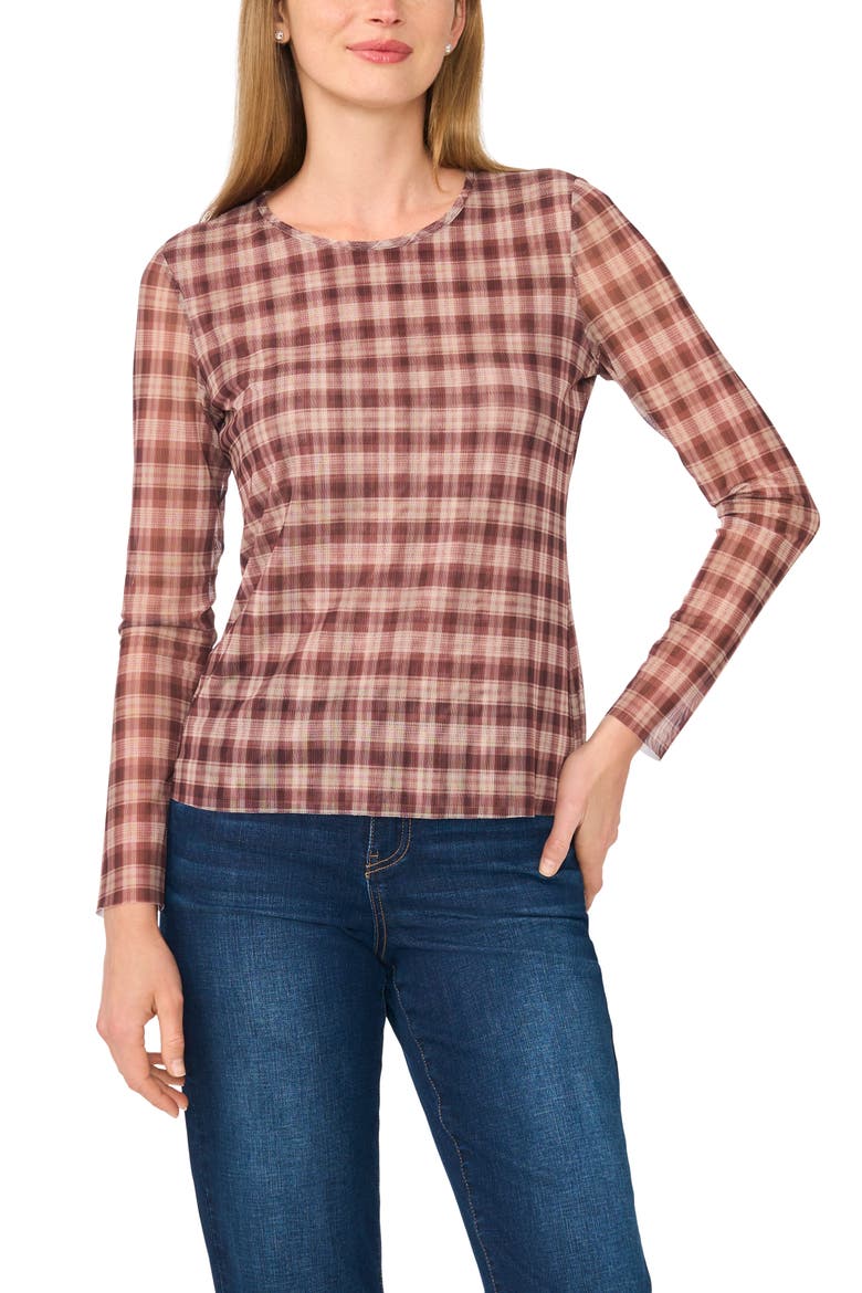 Long Sleeve Mesh Top, Main, color, COCA MOCHA
