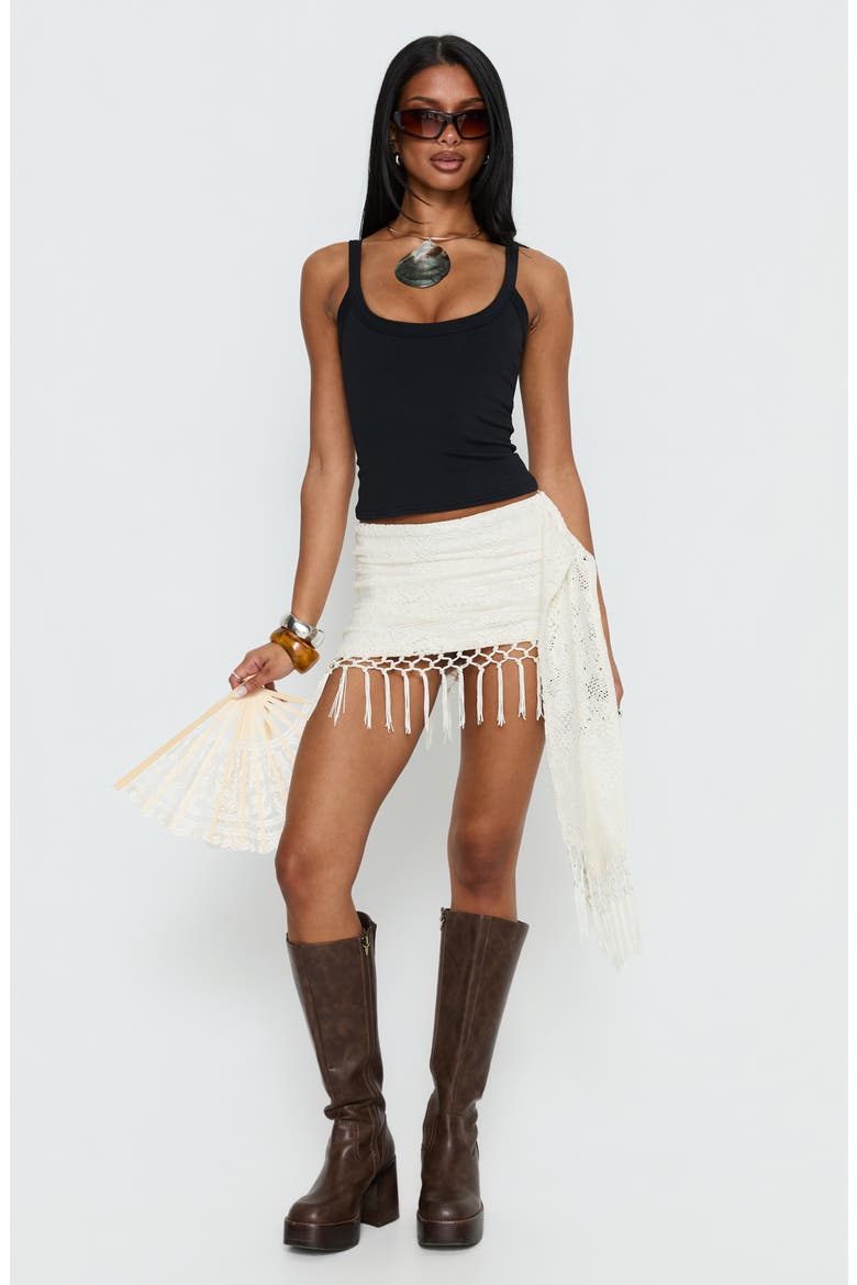 Winita Macrame Tassel Miniskirt, Alternate, color, CREAM