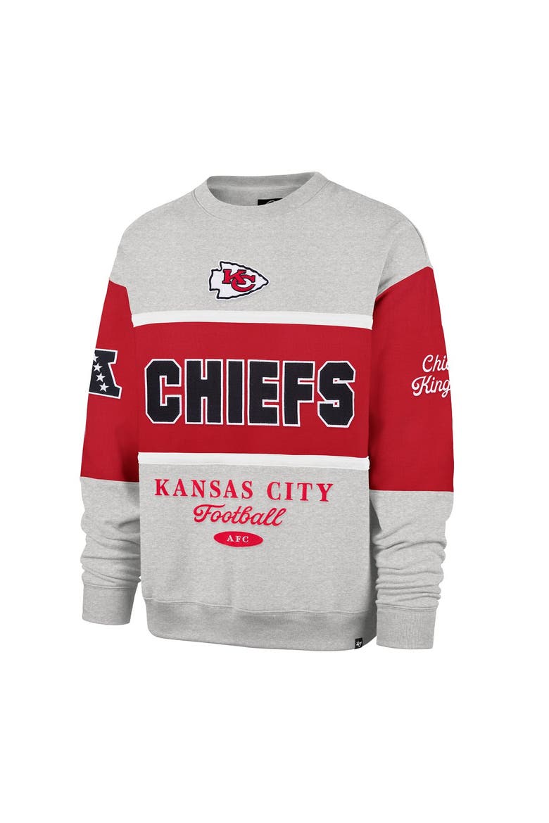 Men's '47 Red/Heather Gray Kansas City Chiefs Blockfield Maximalist Sweatshirt, Alternate, color, Red