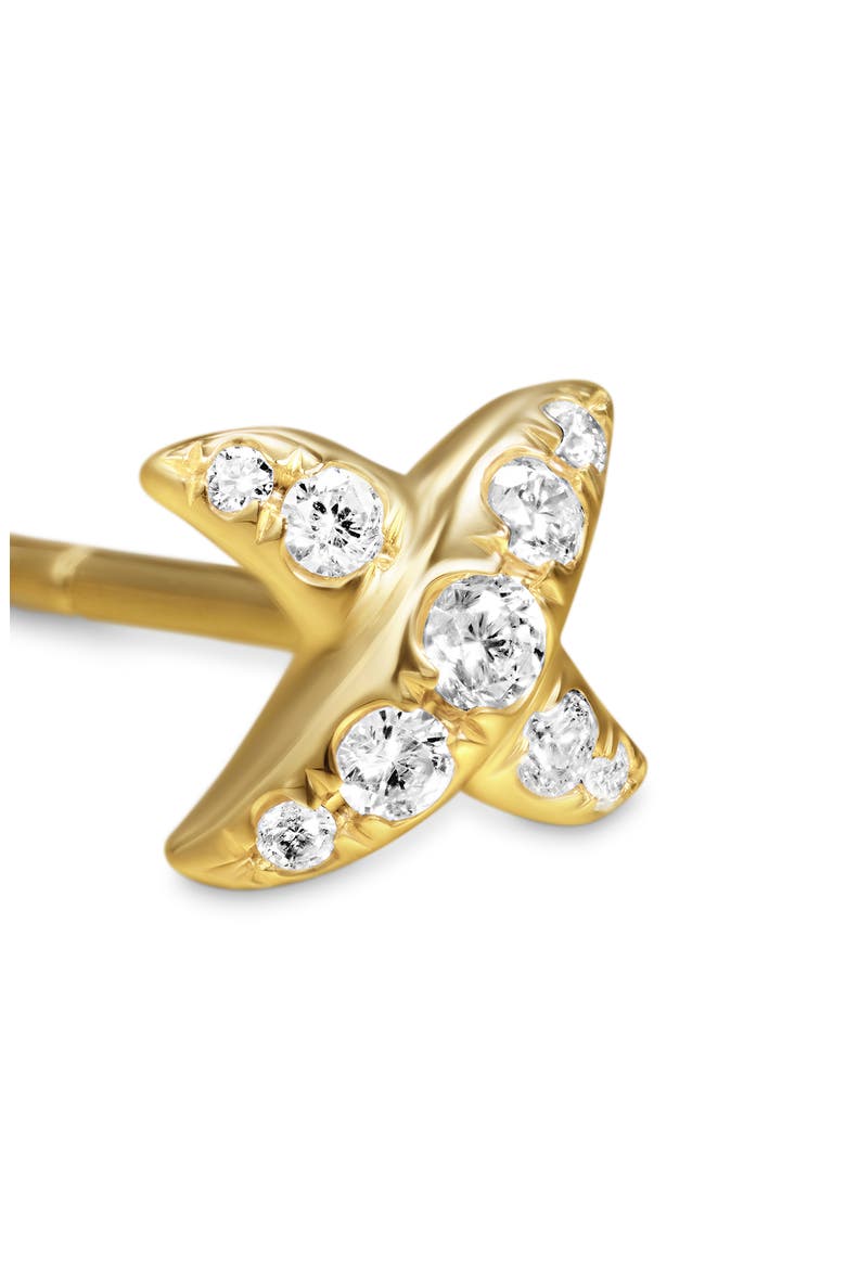 Crossover X Stud Earrings in 18K Yellow Gold with Diamonds, 6mm, Alternate, color, 18K GOLD