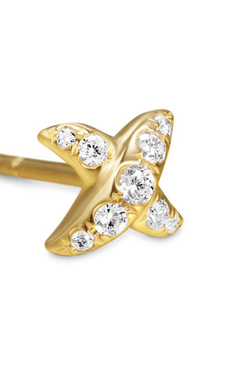 David Yurman Crossover X Stud Earrings in 18K Yellow Gold with Diamonds, 6mm, Alternate, color, 18K Gold