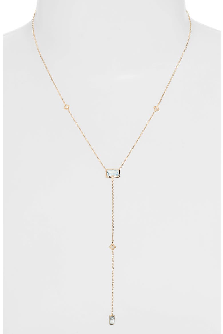 Dewdrop Blue Topaz Y-Necklace, Alternate, color, YELLOW GOLD/ BLUE