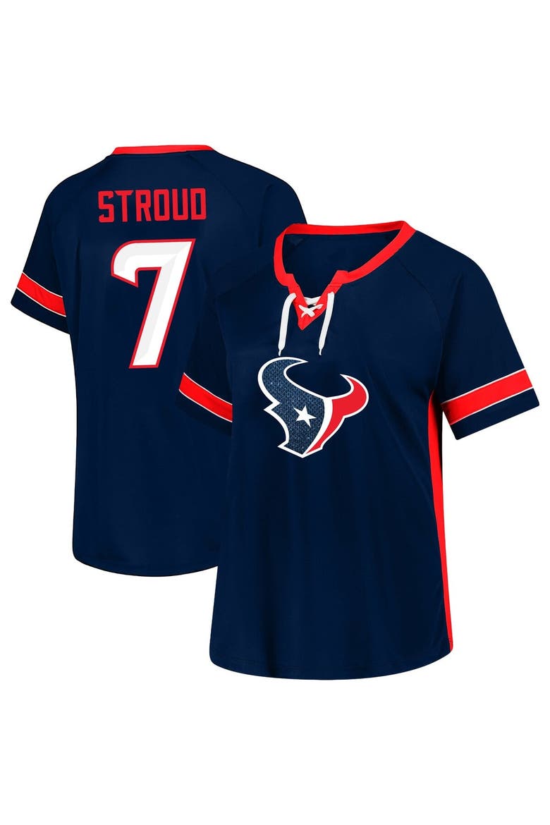 Women's Fanatics C.J. Stroud Navy Houston Texans Plus Size Name & Number Lace-Up T-Shirt, Alternate, color, Navy