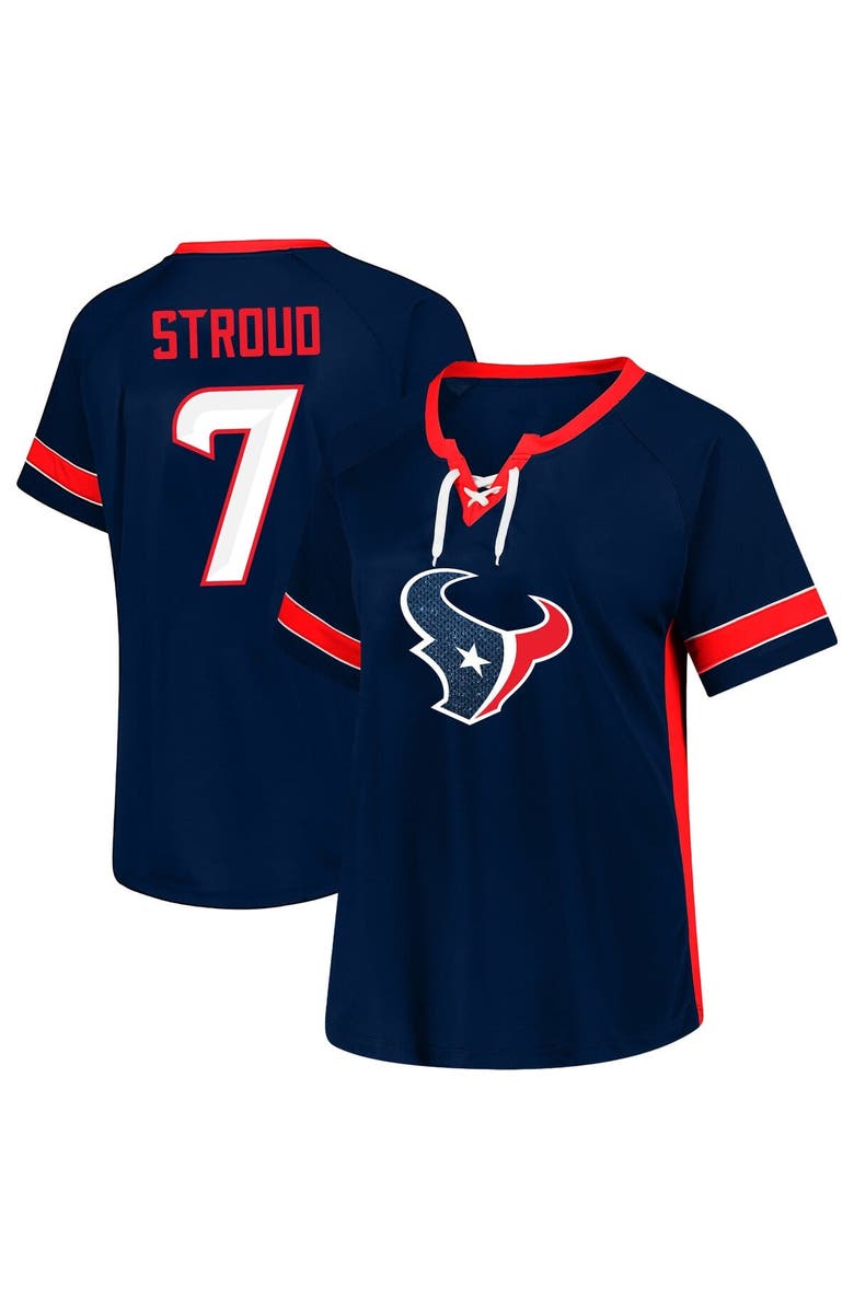 FANATICS Women's Fanatics C.J. Stroud Navy Houston Texans Plus Size Name & Number Lace-Up T-Shirt, Alternate, color, Navy