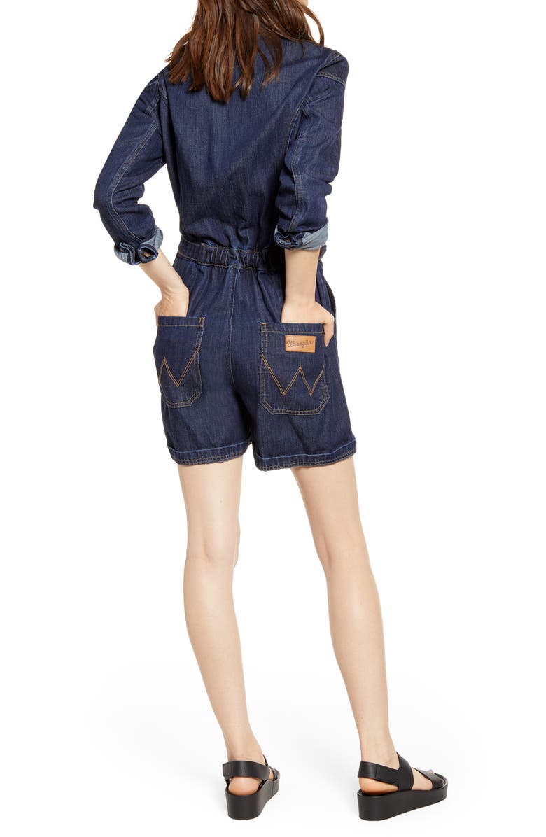 Wrangler Long Sleeve Denim Romper, Alternate, color,
