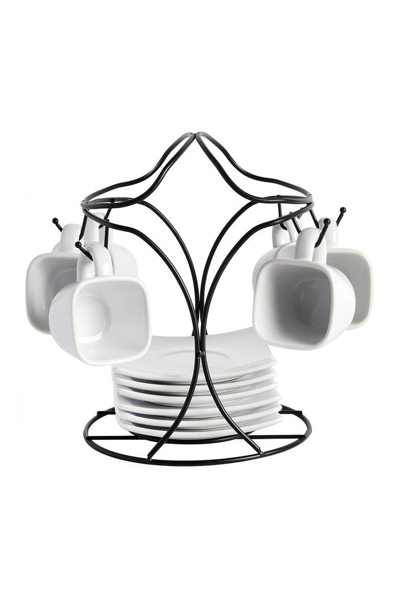 12 Piece 3.25 Ounce Ceramic Espresso Cup and Saucer Set, Alternate, color, White