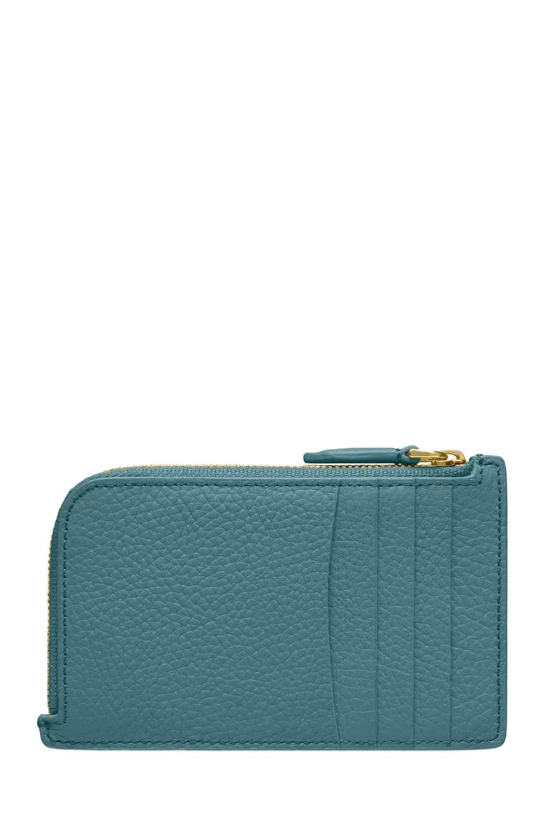 Leather Zip Card Holder, Alternate, color, Bondi Blue