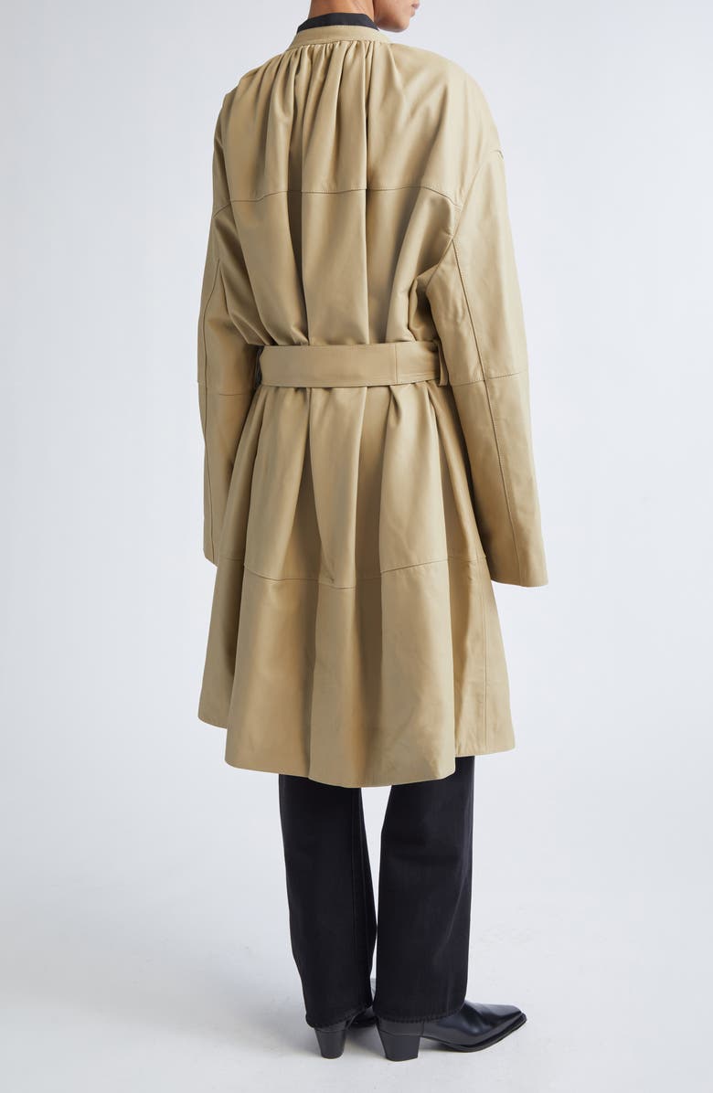 TOTEME Collarless Leather Coat, Alternate, color, Rye
