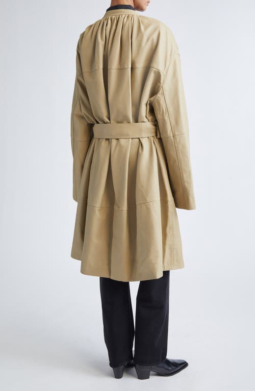 Totême Toteme Collarless Leather Coat In Brown