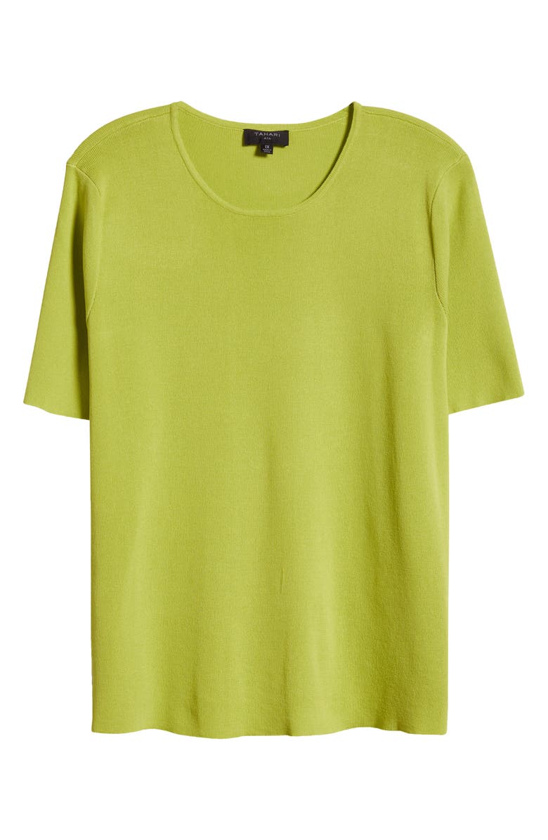 Tahari ASL Short Sleeve Sweater, Alternate, color, Lime