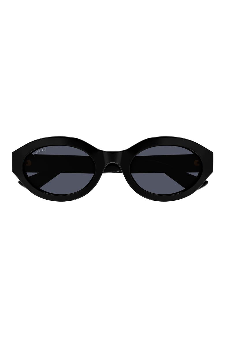 53mm Small Oval Sunglasses, Main, color, BLACK