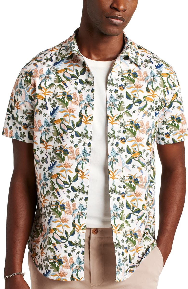 Bonobos Riviera Botanical Short Sleeve Button-Up Shirt, Main, color, Toucan Paradise