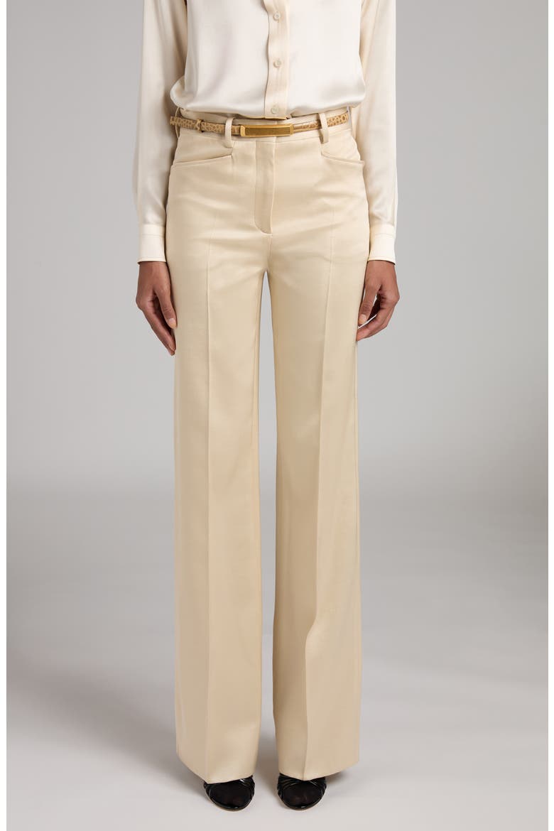 Silk & Virgin Wool Trousers, Main, color, AW040 CHAMPAGNE