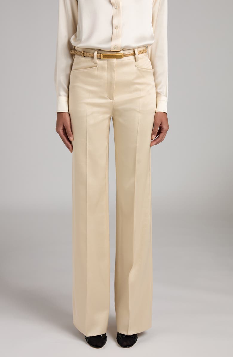 TOM FORD Silk & Virgin Wool Trousers, Main, color, Aw040 Champagne