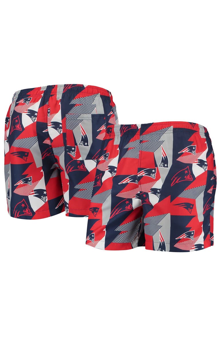 FOCO Men's FOCO Navy/Red New England Patriots Geo Print Swim Trunks, Main, color, 