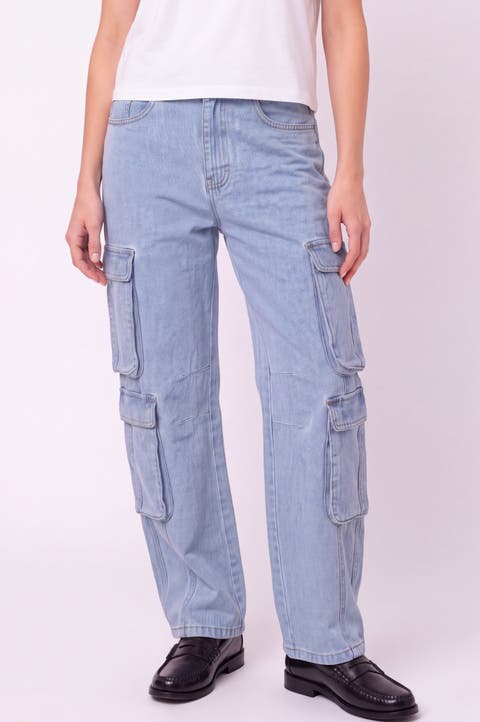 High Waist Wide Leg Cargo Jeans