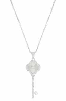Adornia Pavé Clover Key Pendant Necklace