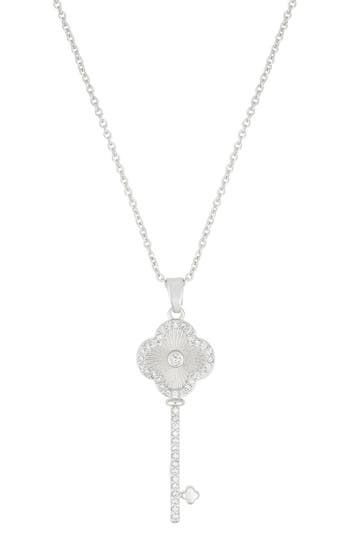 Adornia Silver Plated Pave Clover Key Pendant Necklace In Silver