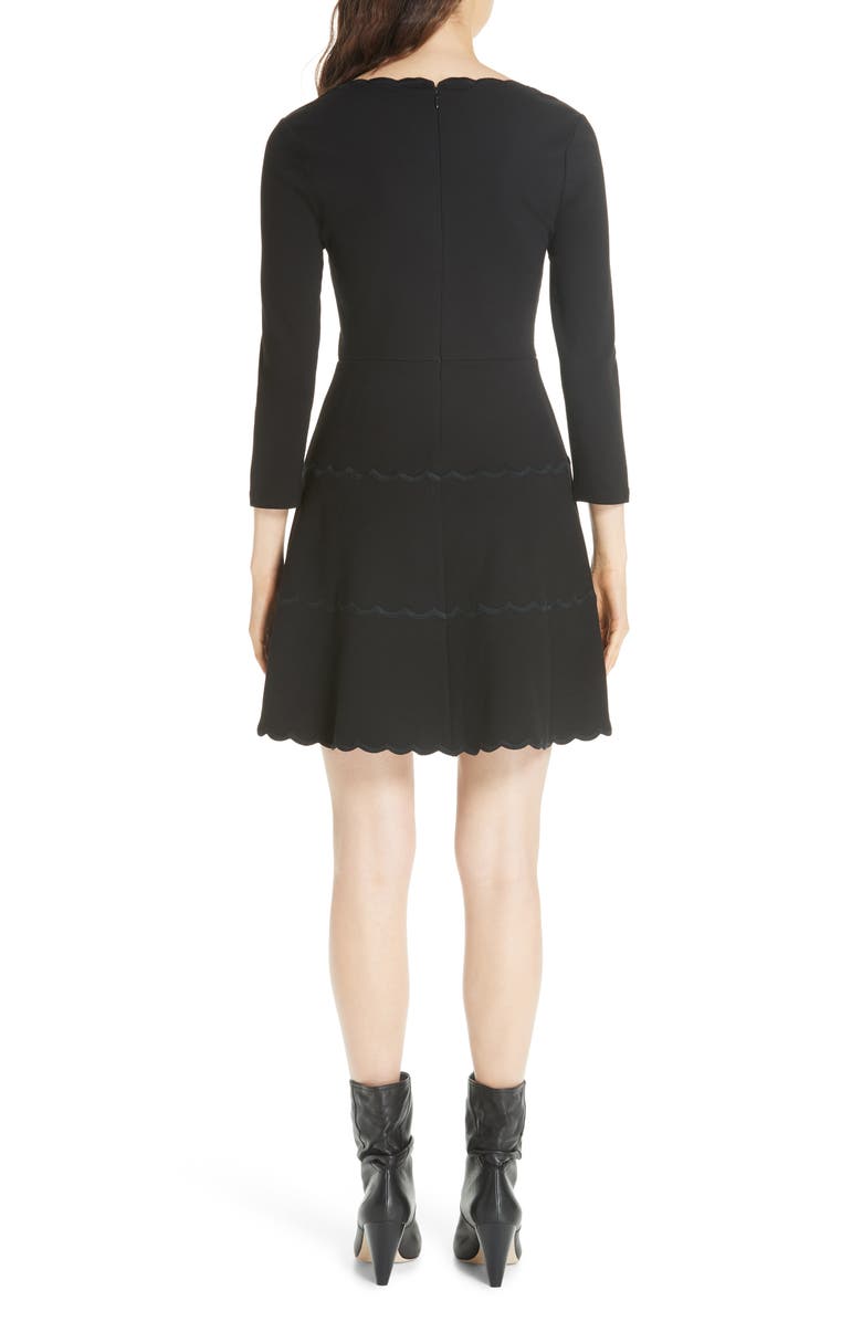 ZDNU KATE SPADE kate spade new york scallop ponte fit & flare dress, Alternate, color,