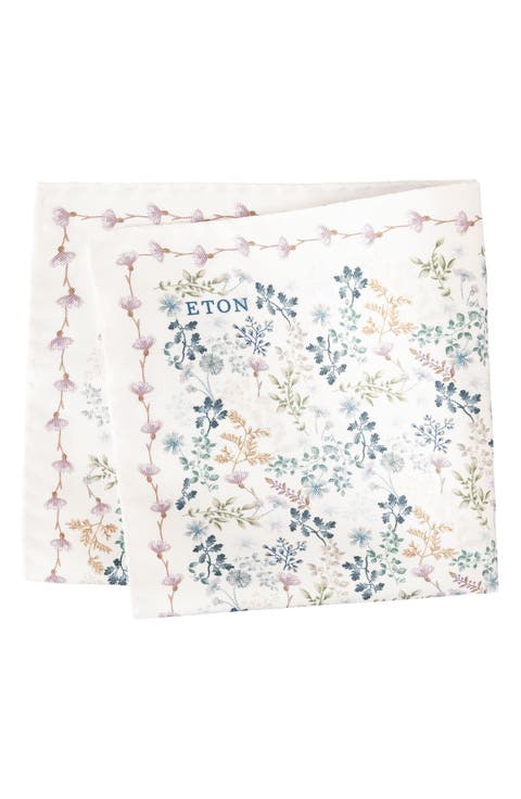 Botanical Print Oxford Silk Pocket Square