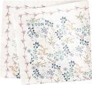 Eton Botanical Print Oxford Silk Pocket Square