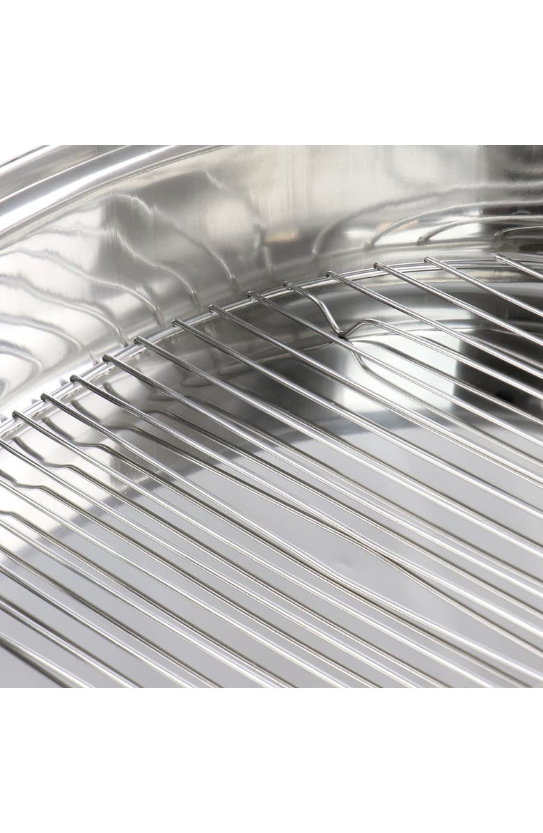 Gibson Home Hutchinson 18 Inch Oval Stainless Steel Roaster with Rack, Alternate, color, Grey