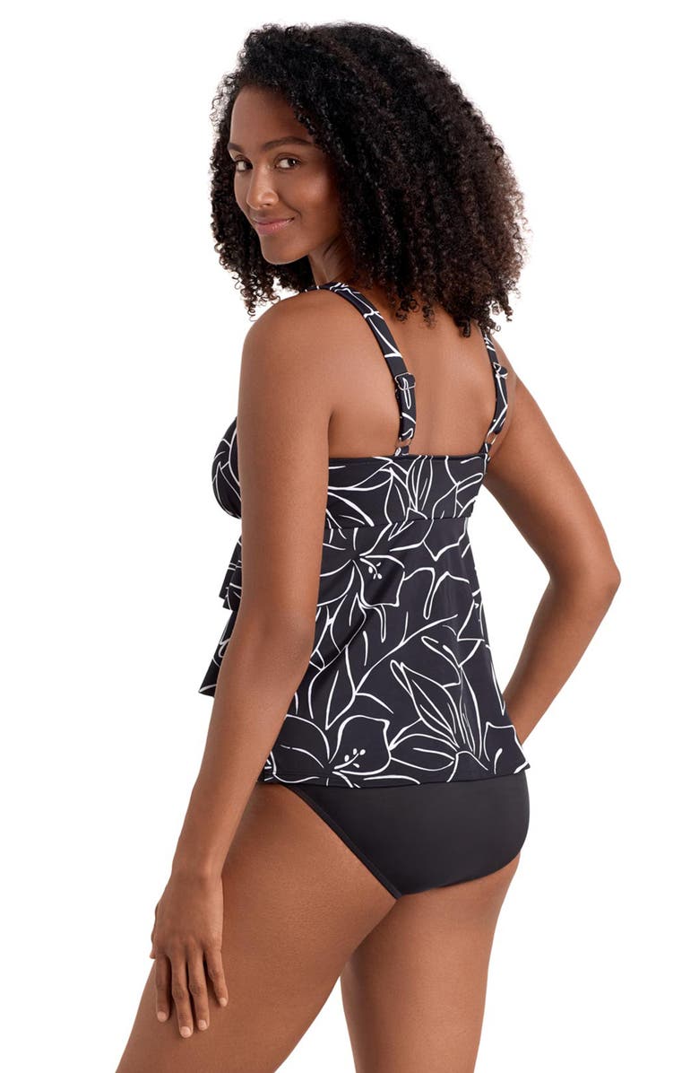ShapeSolver Triple Tier V-Neck Tankini Swimsuit Top, Alternate, color, Floraline