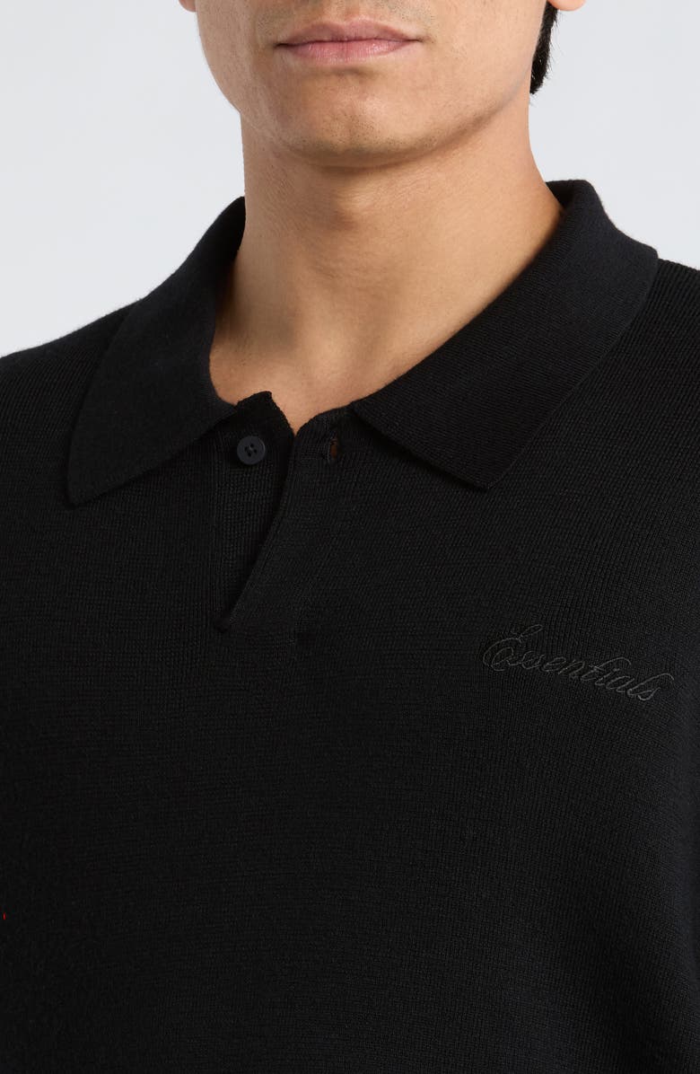 Fear of God Essentials Signature '90s Wool Polo Sweater, Alternate, color, Vintage Black