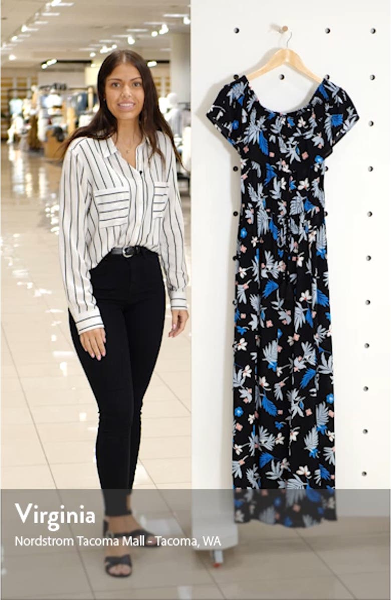 Floral Print Off the Shoulder Maxi Dress, sales video thumbnail