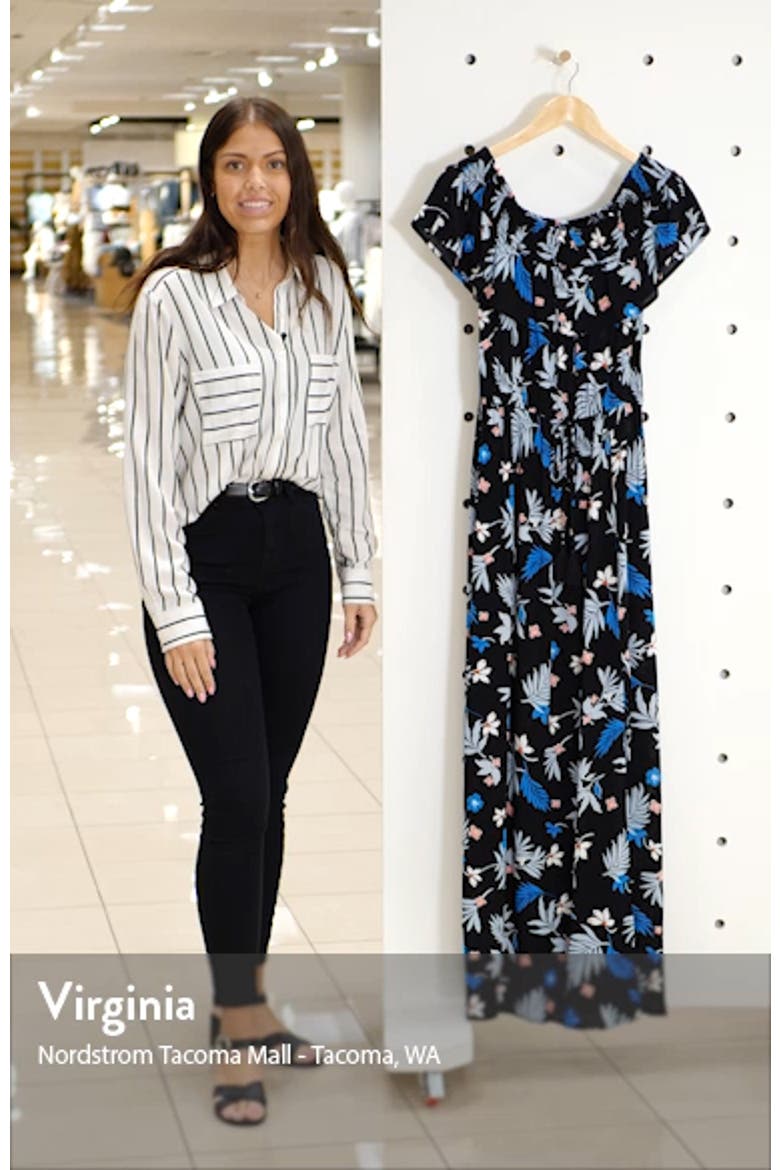 Floral Print Off the Shoulder Maxi Dress video