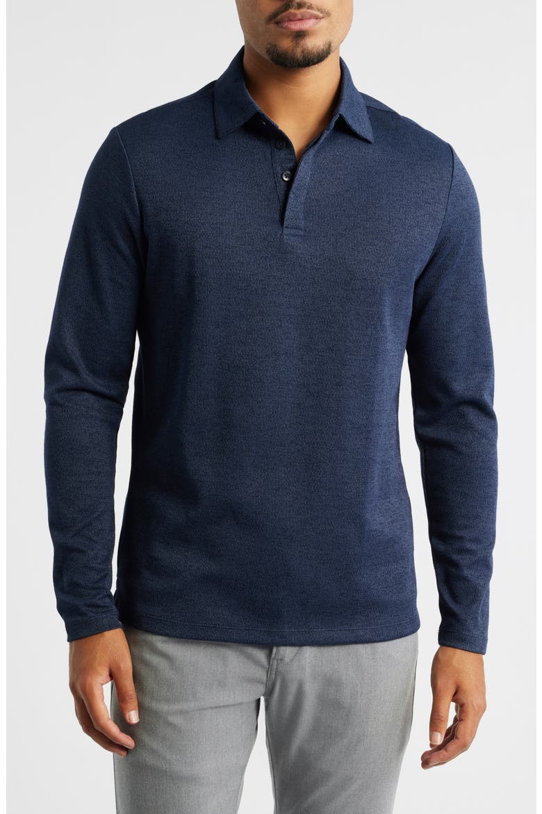 Glendale Long Sleeve Cotton Blend Polo, Main, color, NAVY